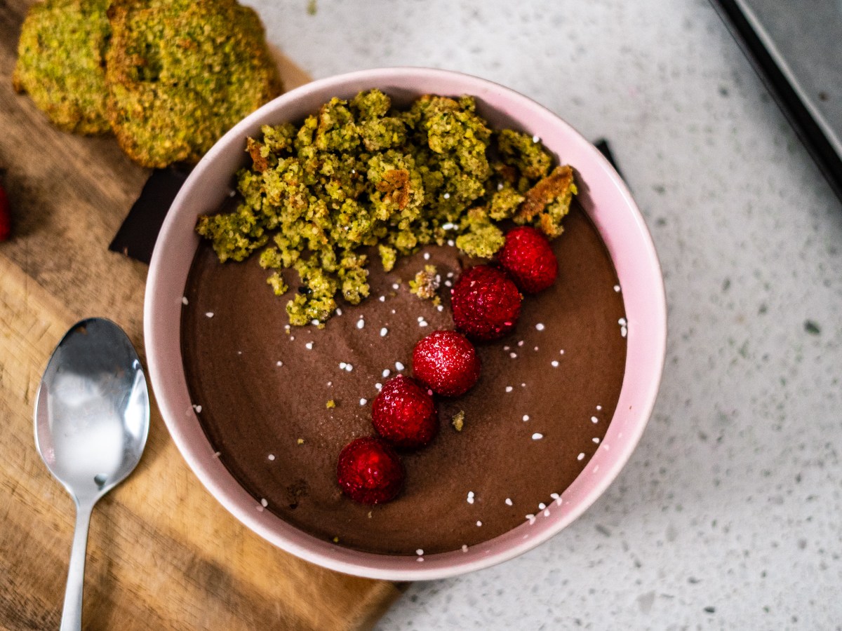 Any Seasonal Cinnamon Chocolate Mousse with Pistachio Biscuit&nbsp;Crumb